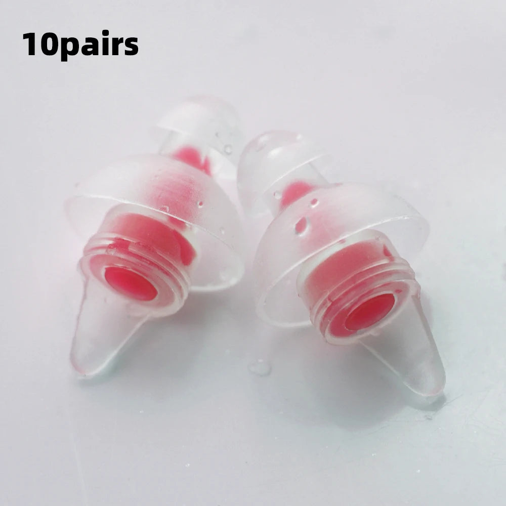 HUAK HUAK-04 / HUAK-05 Reusable High-Fidelity Concert Silicone Ear Plugs Noise Cancelling Musicians Motorcycles Sleeping Work Study Swim – CE Certified – Single or 10-Pair Bulk – Purple Red Blue Black White