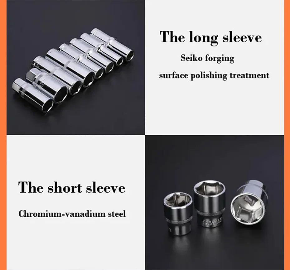 tungfull 121-Piece Chrome Vanadium Steel Socket Ratchet Wrench Set – Auto & Motorcycle Repair – Storage Box – $188