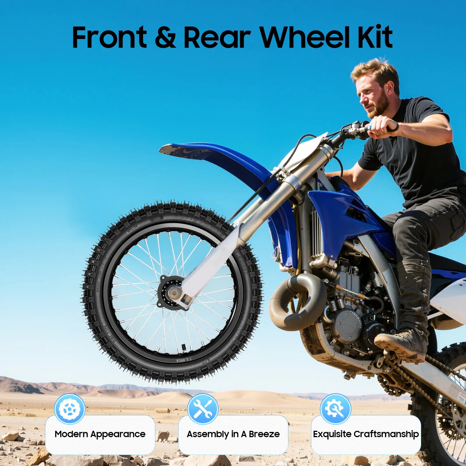 Dirt Bike Tires – 60/100-14 Front & 80/100-12 Rear Wheel Tire Set