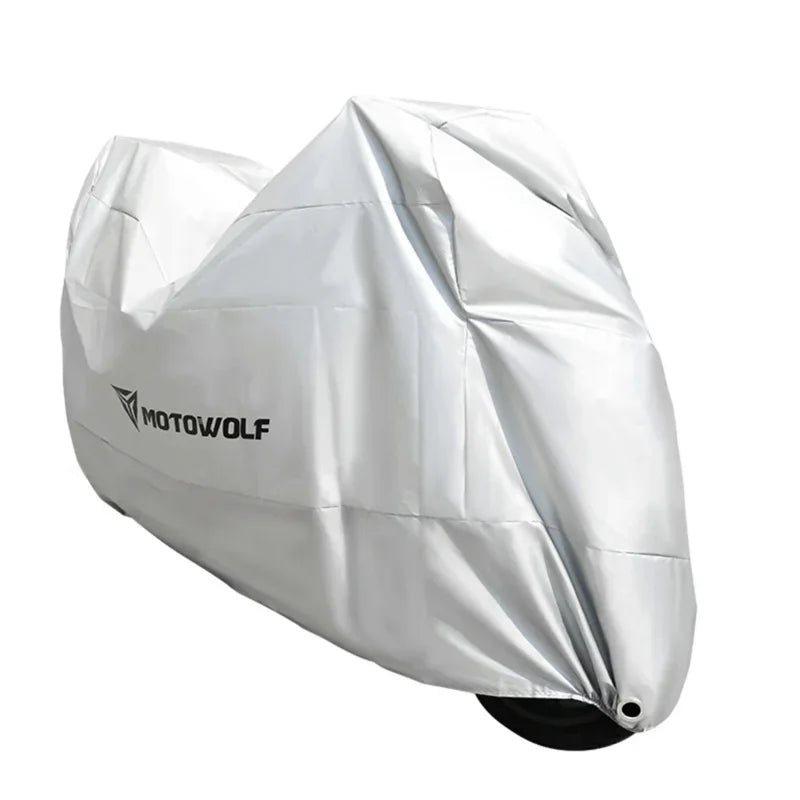 MOTOWOLF Oxford Waterproof Scooter Cover Universal All Weather Motorcycle Protector Anti UV Dustproof with Lock Holes – Polyester Taffeta Oxford Cloth M-4XL Silver Black 4 Season