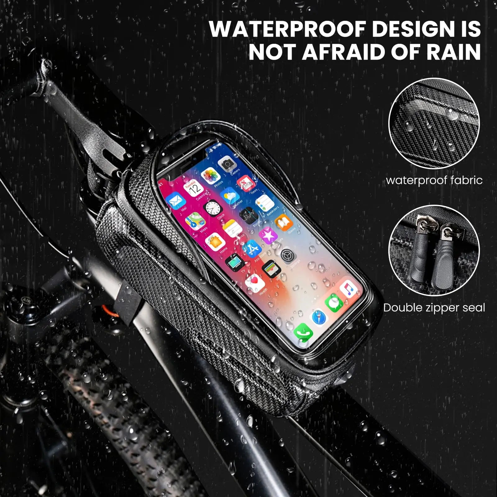 Waterproof EVA Bike Phone Pouch – Front Frame Top Tube Bag for Phones Up to 6.8"