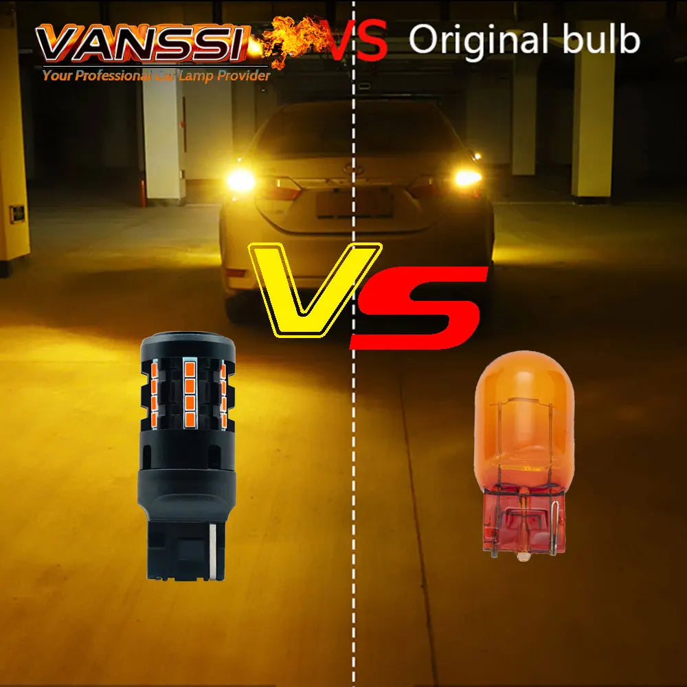 LED Turn Signal Bulbs – 1156 BA15S T20 7440 CANBUS Amber Yellow
