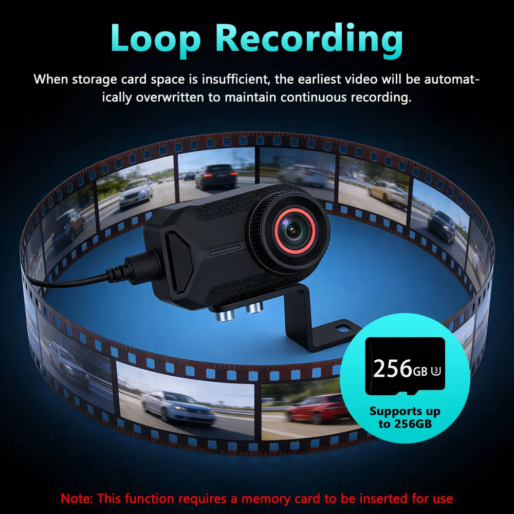 WDSZKMYF 2K HD IP65 Waterproof Motorcycle Dash Cam 170° WiFi Night Vision Loop Recording Motorcycle Camera Black Box for Motorcycle E-Bike Bicycle Mountain Bike