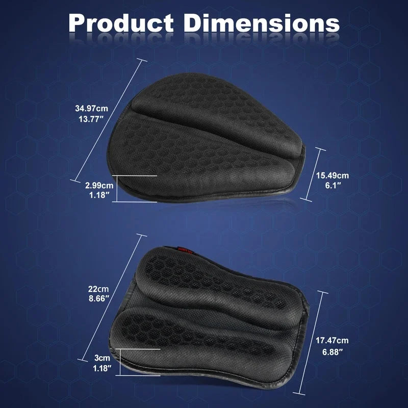 3D Honeycomb Gel Motorcycle Seat Cushion Non Slip Pressure Relief Ride Seat Pad Comfort Moto Riding Accessory