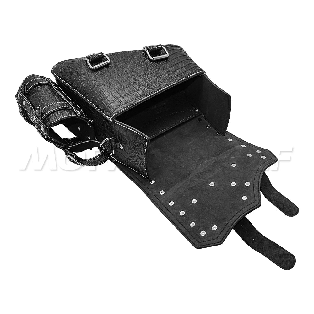 mofastwolf Sportster Iron 883 XL883 1200 Saddlebag Waterproof Storage Bag Motorcycle Swingarm Bag Side Tool Bag PU Leather Hard-Shell Detachable Water Bottle Bag – A-Side / B-Side (1PC)