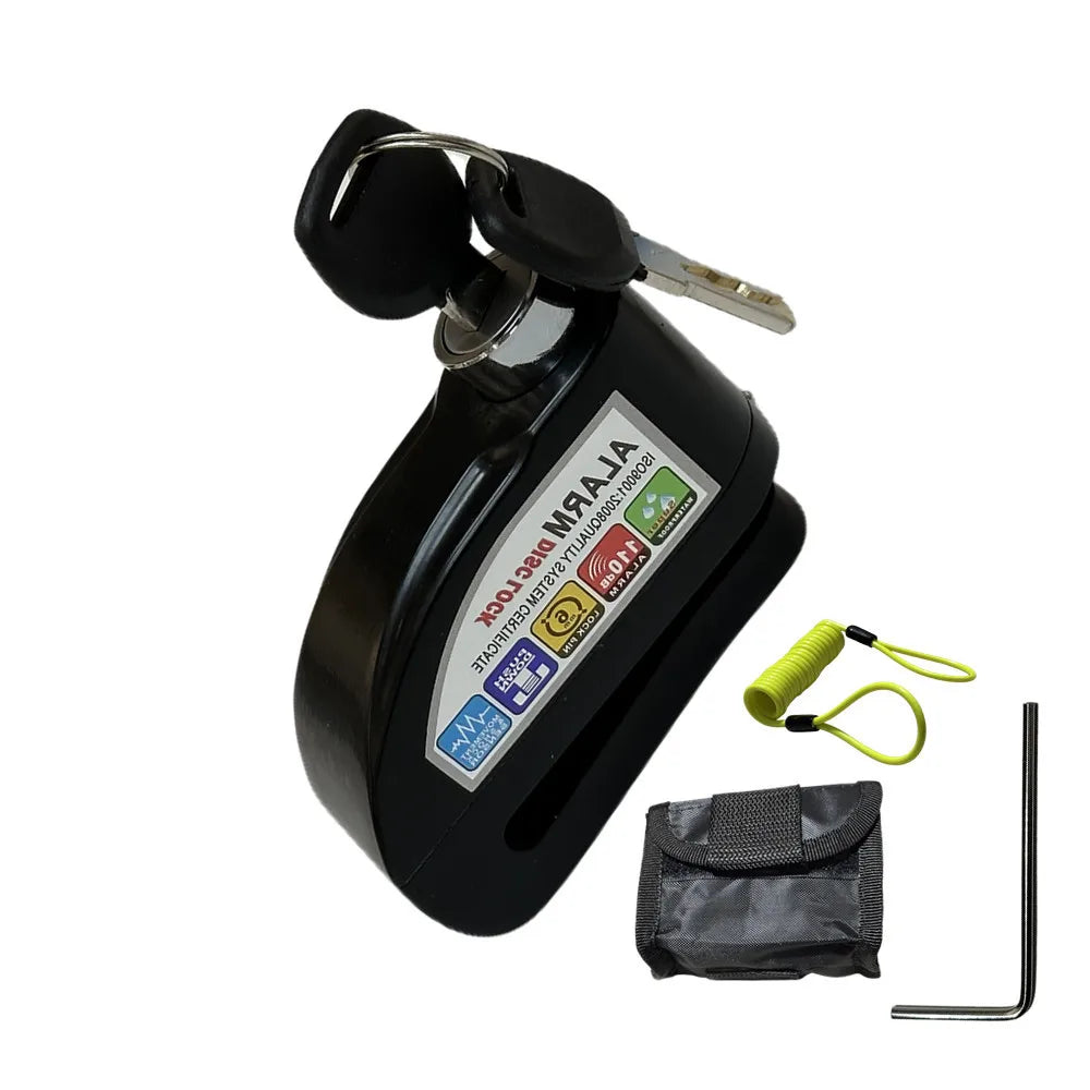 Falante Motorcycle Alarm Lock Safety Anti-Theft Disc Brake Aluminum Alloy Motorbike Bicycle Accessories – Model 8302 – 21x14x4cm – 18 Color Styles