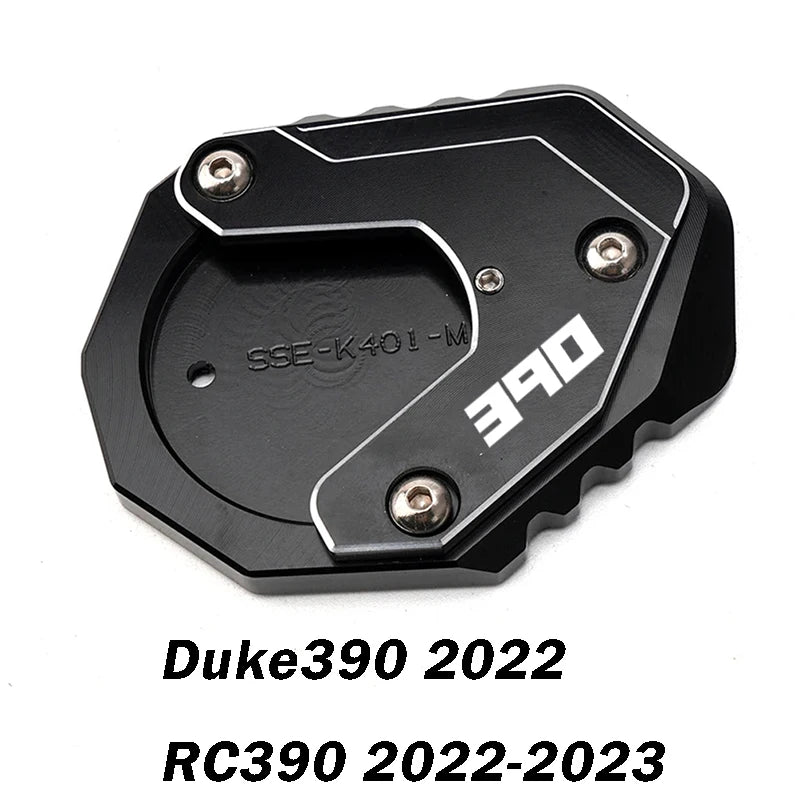 For KTM Duke390 RC390 390 Adventure Duke RC 390 Motorcycle CNC Kickstand Side Stand Enlarge Pad Extension Plate Tire Valve Caps – Aluminum Grey Black Orange Combo 1pcs 2pcs 3pcs