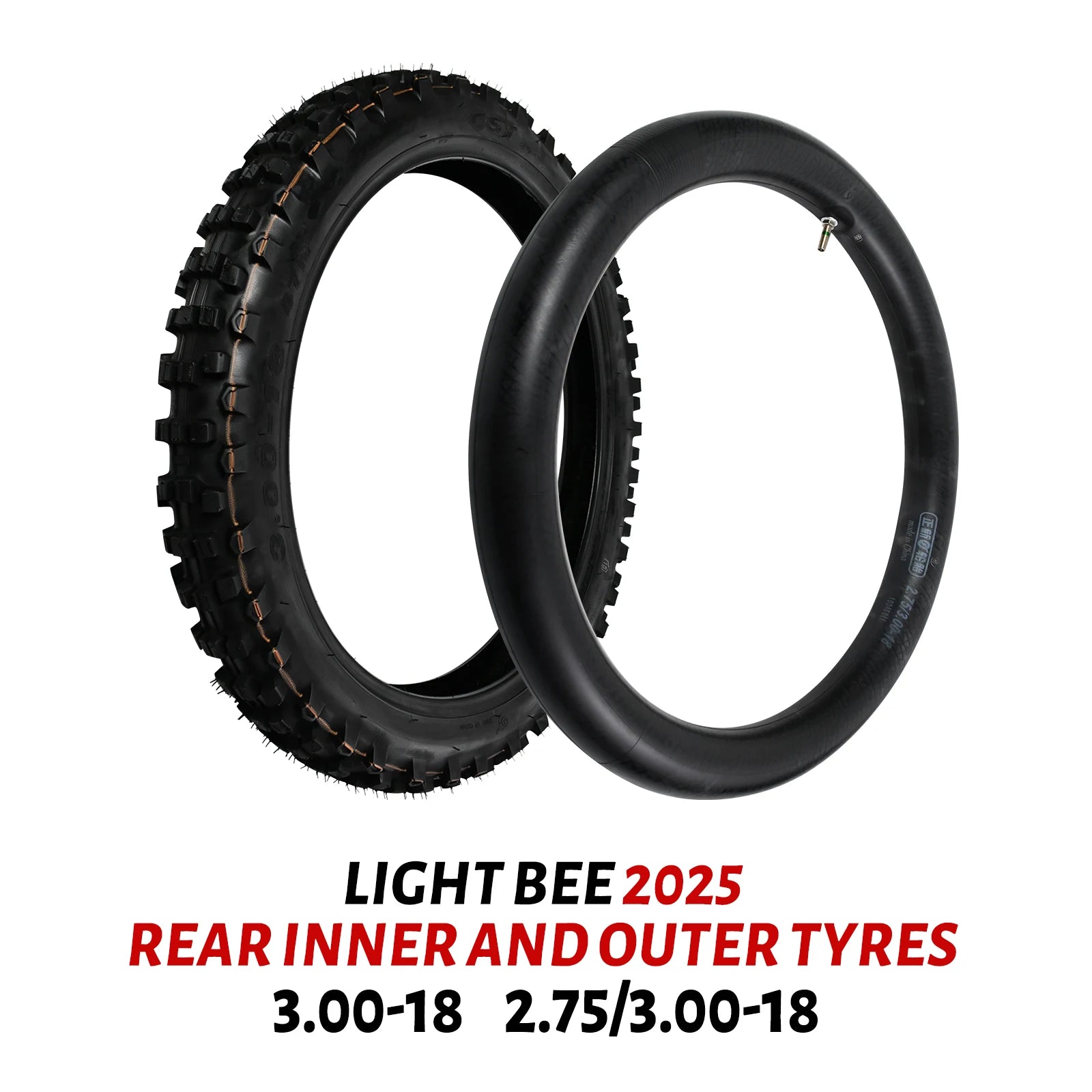 Dirt Bike Tires – 3.00-18 Rear Tire & Inner Tube for Surron Light Bee X
