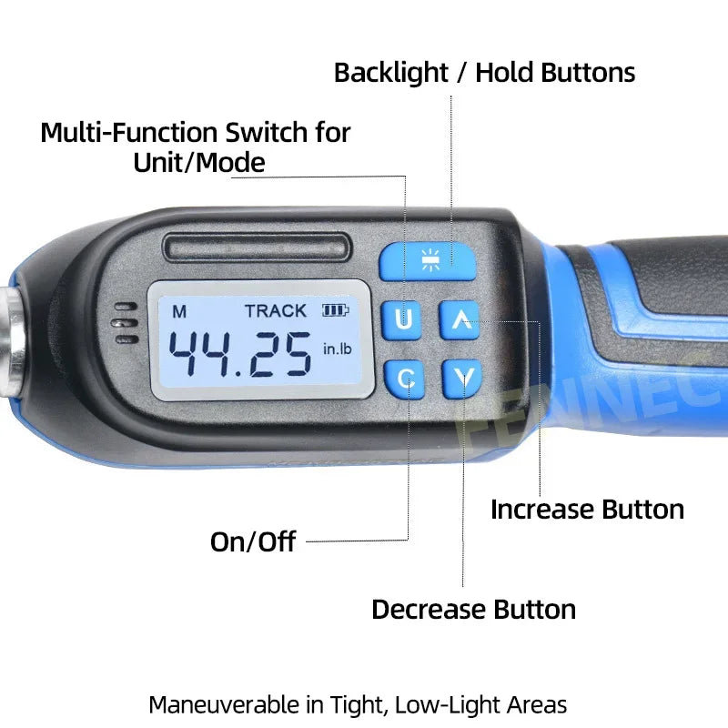 ARC DEER Digital Torque Wrench – Peak + Track Mode – Data Storage – ±2% CW – LED + Buzzer – 1.5–60 Nm – from $129