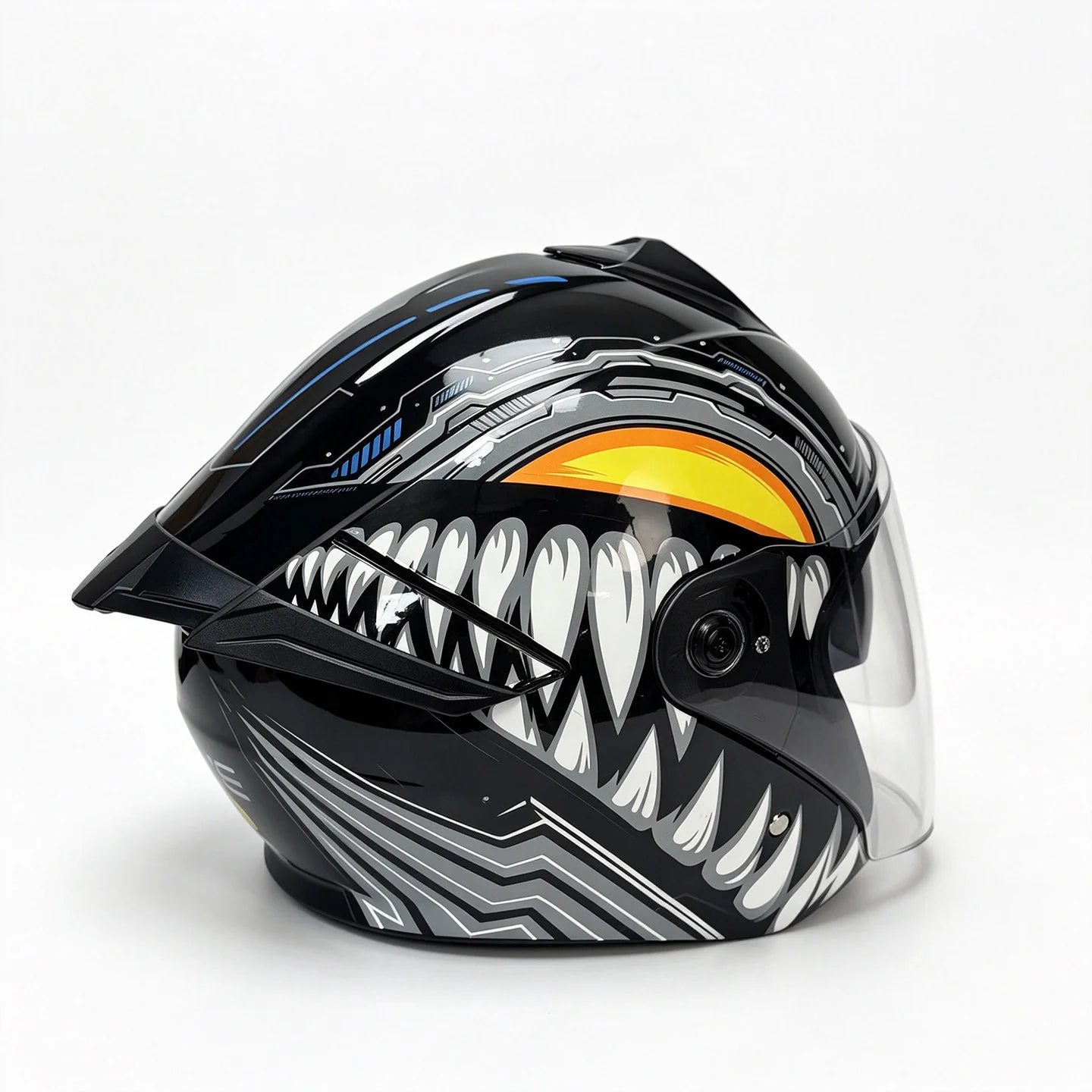Modular Helmets – Flip-Up Dual Visor Full Face Motorcycle Helmet, Aggressive Tooth Design for Men & Women