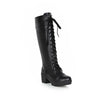 Riding Boots – Women’s Knee-High Motorcycle Boots, Lace-Up Gothic Platform with Side Zipper