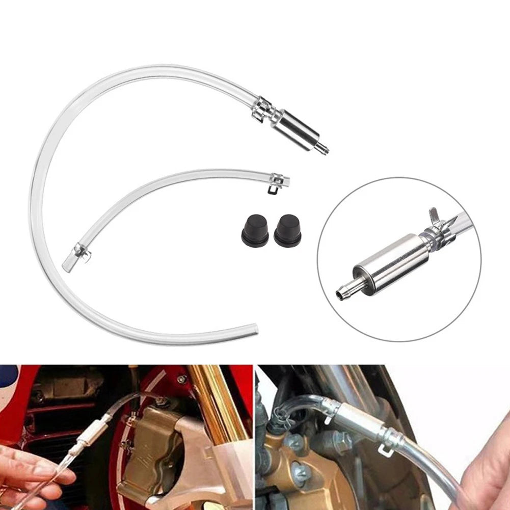 Motorcycle Brake Bleeder Kit – Brake Bleeding Tools with One-Way Check Valve Quick-Connect Aluminum Hose for Clutch Oil Drain – Style A / B – $10