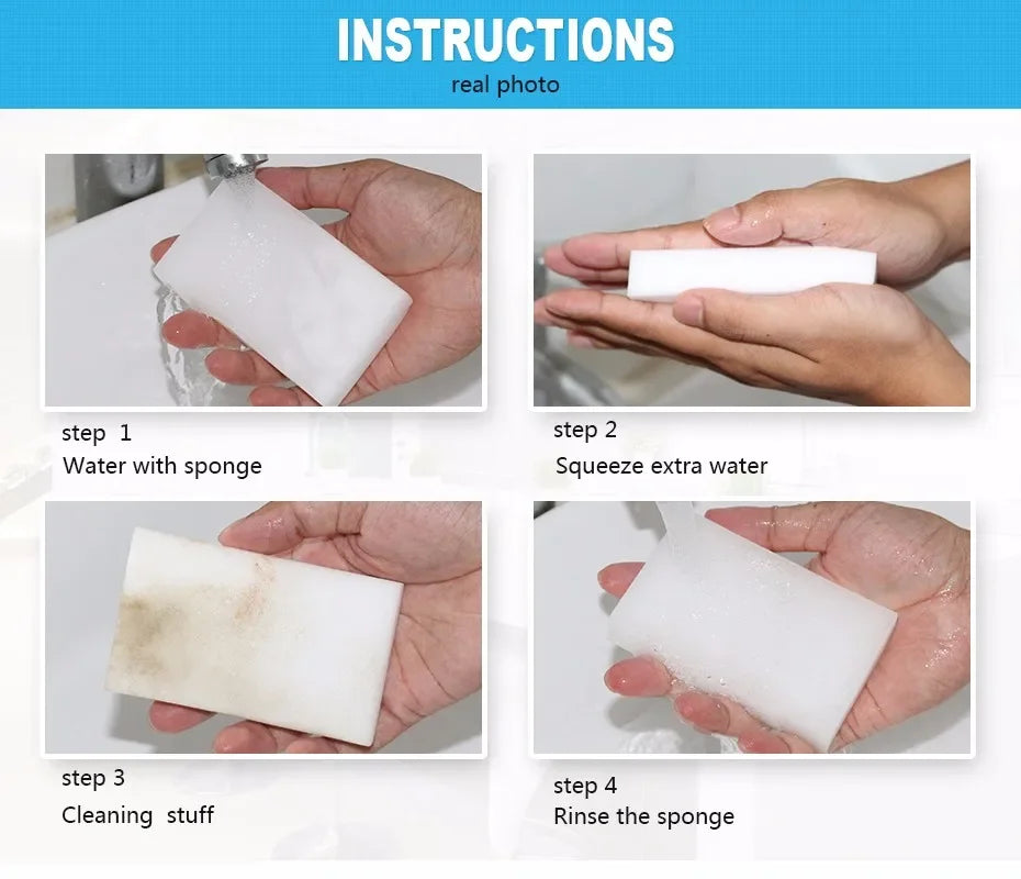 High Density Nano Melamine Magic Eraser Sponge – 5 to 100 Pcs – Motorcycle & Car Cleaning Care Tool – 10×6×2cm / 10×7×3cm – $14