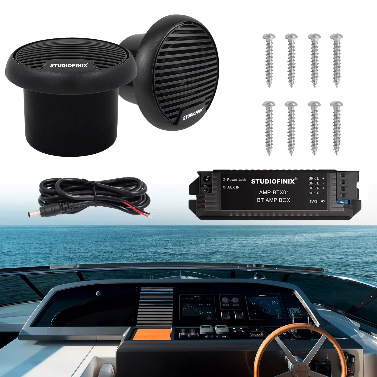 Motorcycle Speakers – Studiofinix 160W Marine Waterproof Bluetooth Audio