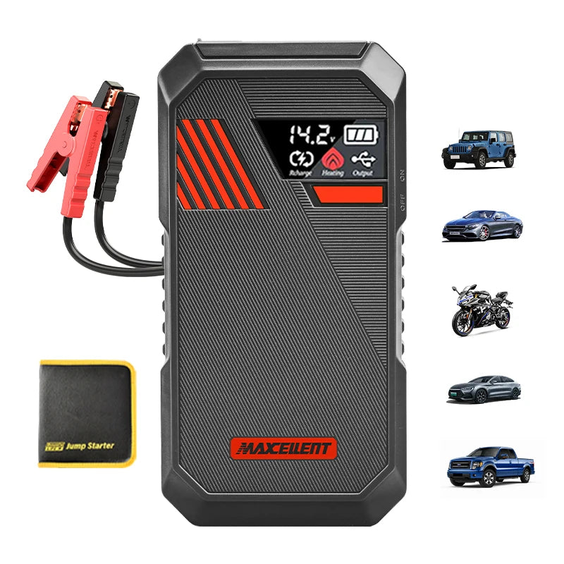Maxcellent S1000 3000A Jump Starter – 12V Portable Car Battery Booster with Fast Charging & LED Light