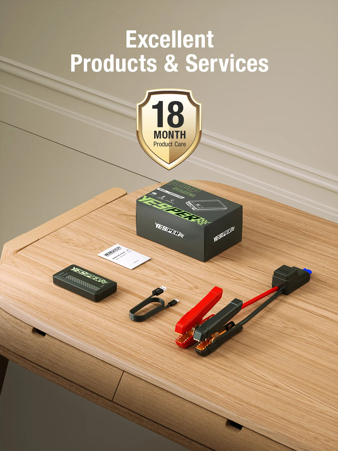 YESPER A-Armor-MINI 1500A Jump Starter – Ultra-Compact 12V Battery Booster & USB Power Bank