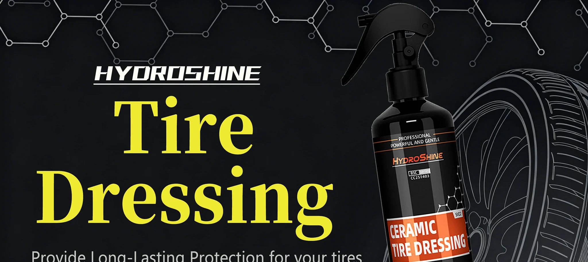 Hydroshine Ceramic Tire Dressing – Black Wet Look Tire Shine Deep Glossy Finish UV Protection Long-Lasting – 50ml / 100ml / 300ml – $14–35