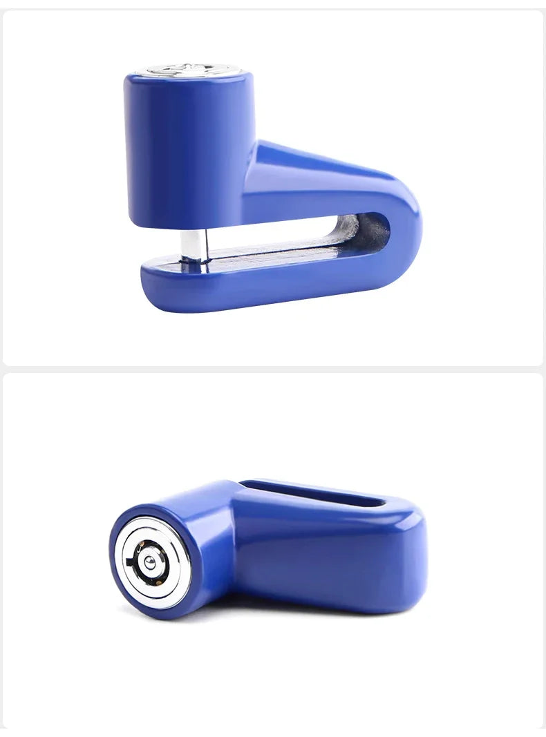 Disc Brake Lock Anti-Theft Security Lock Universal Motorcycle Bicycle Scooter Wheel Safety Theft-Protection Padlock – 5.5mm Lock Rod Metal Blue Red Black