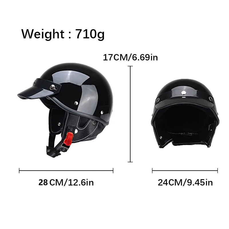 Half Helmets – Stylish Vintage Motorcycle Helmet, Lightweight Retro Design with Breathable Liner
