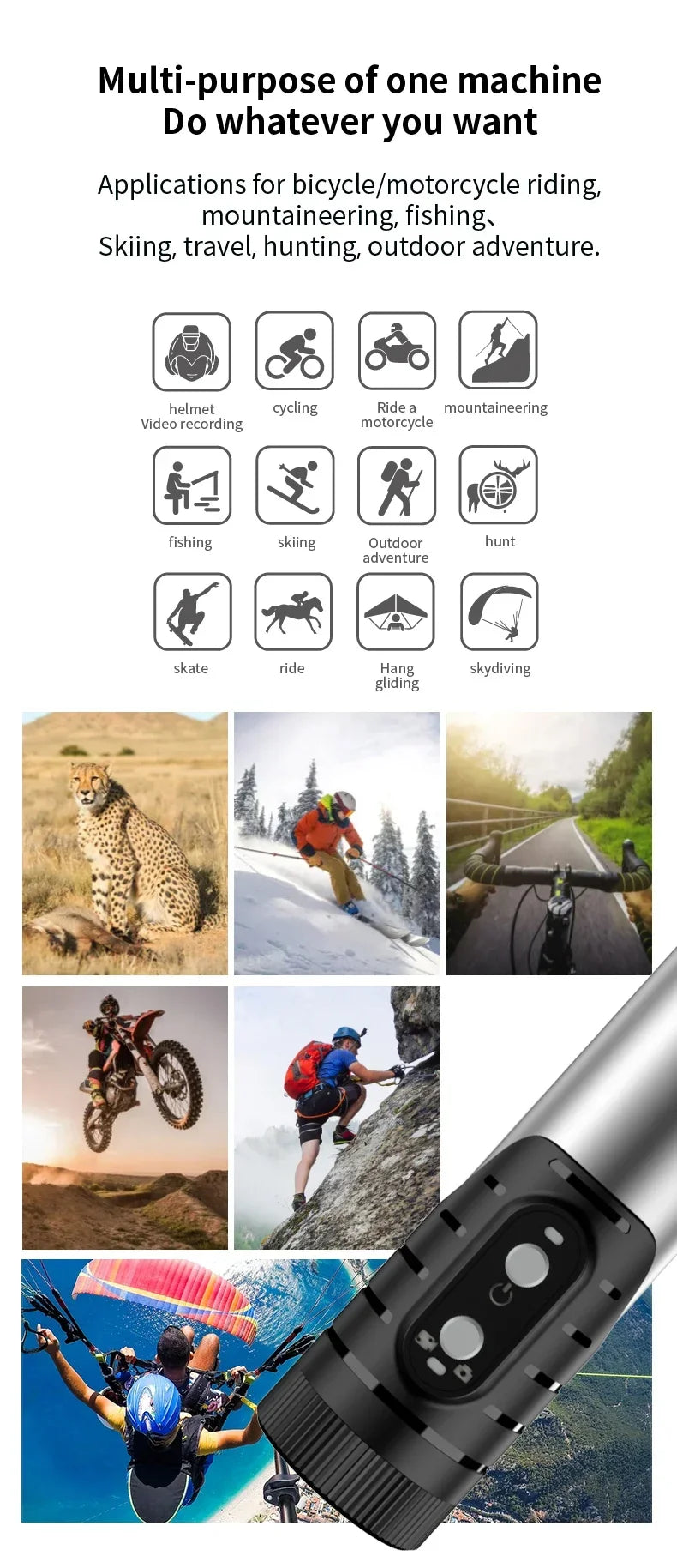 DIXSG 4K / 1080P WiFi Sports Action Camera IP66 Waterproof EIS Anti-Shake H.265 120° Wide-Angle No Screen Record While Charging Motion Detection Bicycle Motorcycle Helmet Cam Camcorder