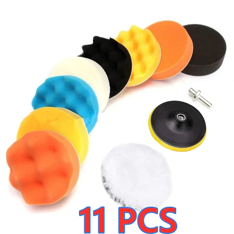 Car & Motorcycle Foam + Wool Polishing Pad Kit – 3" & 5" Sponge Buffer Set – Waxing Polishing Sealing – Drill Compatible – 5 / 11 / 22 / 39 Pcs – $20–30