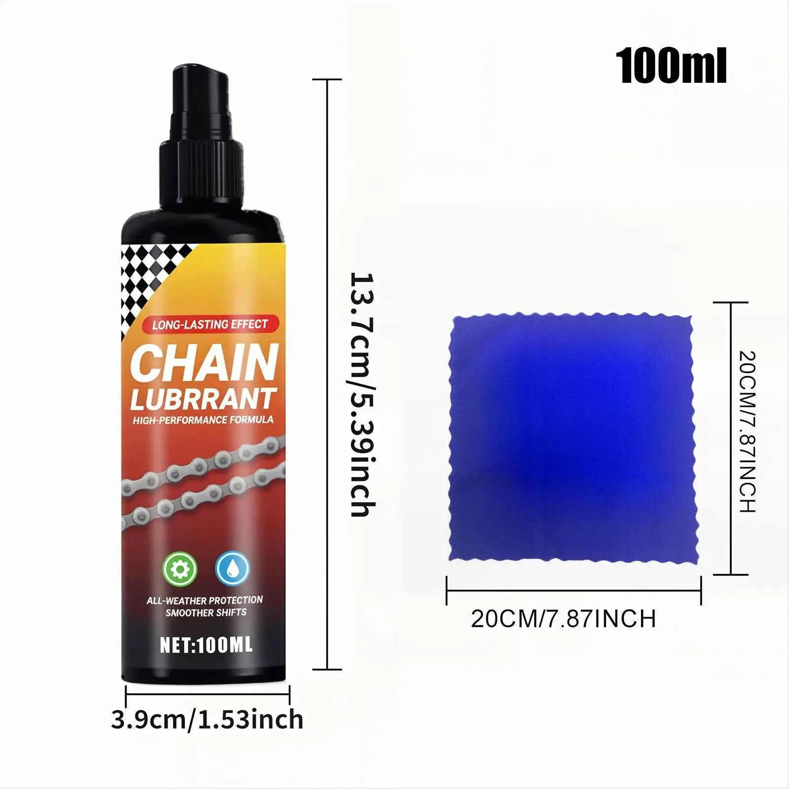 Chain Lube Spray 100ml – Reduce Friction Rust-Proof Heavy Duty Synthetic Wax Lube for Motorcycle Bicycle Truck Vehicle – Includes Towel – $20