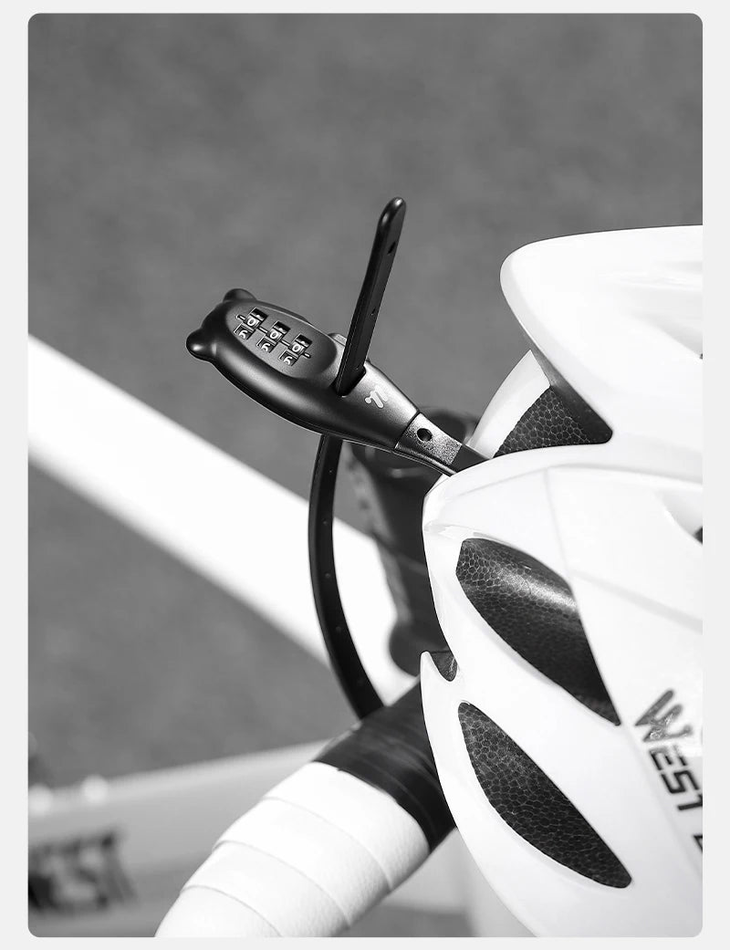 WEST BIKING Bicycle Lock Portable Cable Zinc Alloy Lock Motorcycle Helmet Password Lock Safety Anti-Theft Adjustable Rope Lock