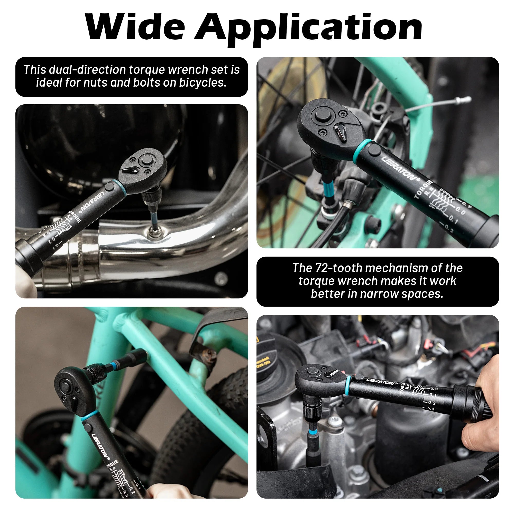 LIBRATON 21-Piece Bike Torque Wrench Set – 1/4” 2–14 Nm – 0.1 Nm Micro-Adjust – Hex + Torx + Nut Driver Bits + Roll Bag – $60