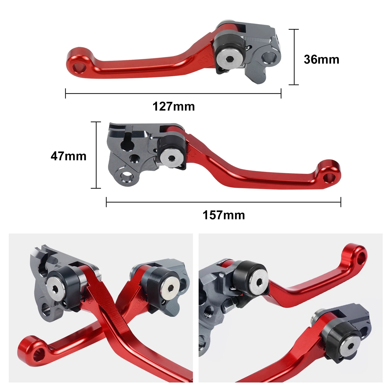 Honda CRF150F / CRF230F 2003–2017 / CRF250F 2019–2021 NICECNC Pivot Brake & Clutch Lever Set – CNC Billet Aluminum – Black / Red – $30