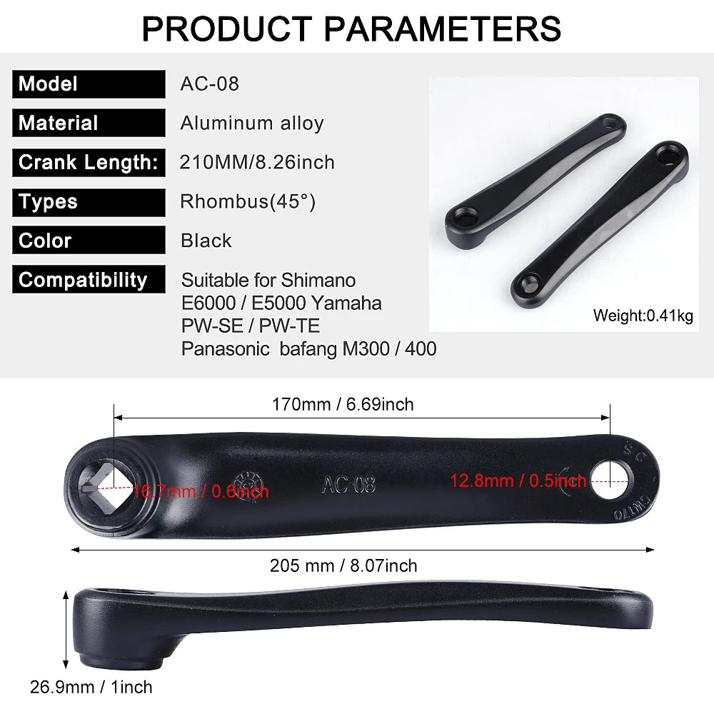 BAFANG Crank Arms for Bafang BBS BBS01 BBS01B BBS02 BBS02B BBS03 BBSHD Electric Bike Mid Drive Motor Conversion Kit