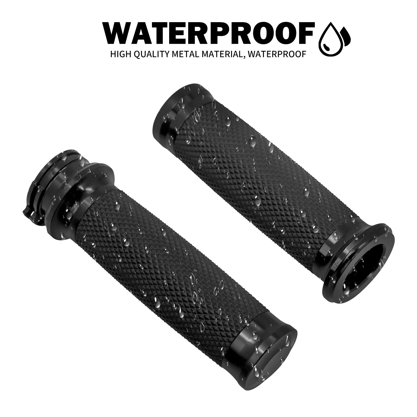 REWMTER Harley-Davidson Motorcycle Handlebar Grips 1" 25mm Aluminum Rubber Lining Hand Grips for Harley Sportster XL 883 1200 XR Touring Road King Dyna Softail V-Rod VRSC – Black / Chrome (1 Pair)