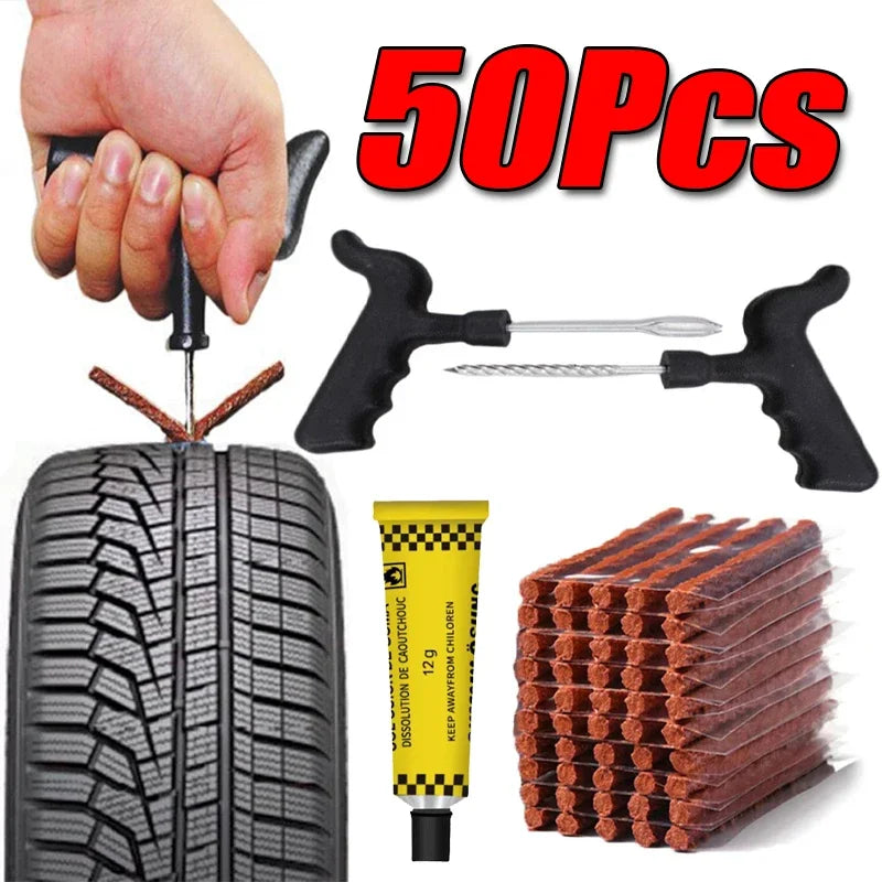 5–50Pcs Tubeless Tyre Puncture Repair Rubber Strips – Car Motorcycle Truck Vacuum Tire Repair – 100×6mm Butyl Rubber – $14