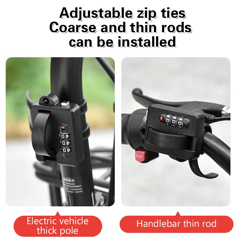 Multi-Use Motorcycle Bicycle Helmet Lock Waterproof Anti-Theft Password Cable Lock Hook for Scooter Cycling Accessories – 3-Digit Adjustable Cable Tie 18cm Zinc Alloy Black