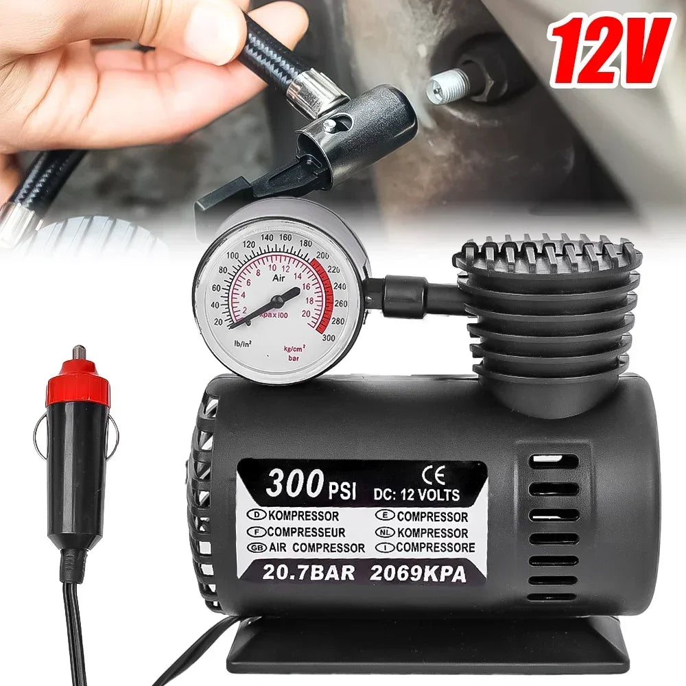 Portable Air Compressor – 300 PSI 12V Mini Tire Inflator