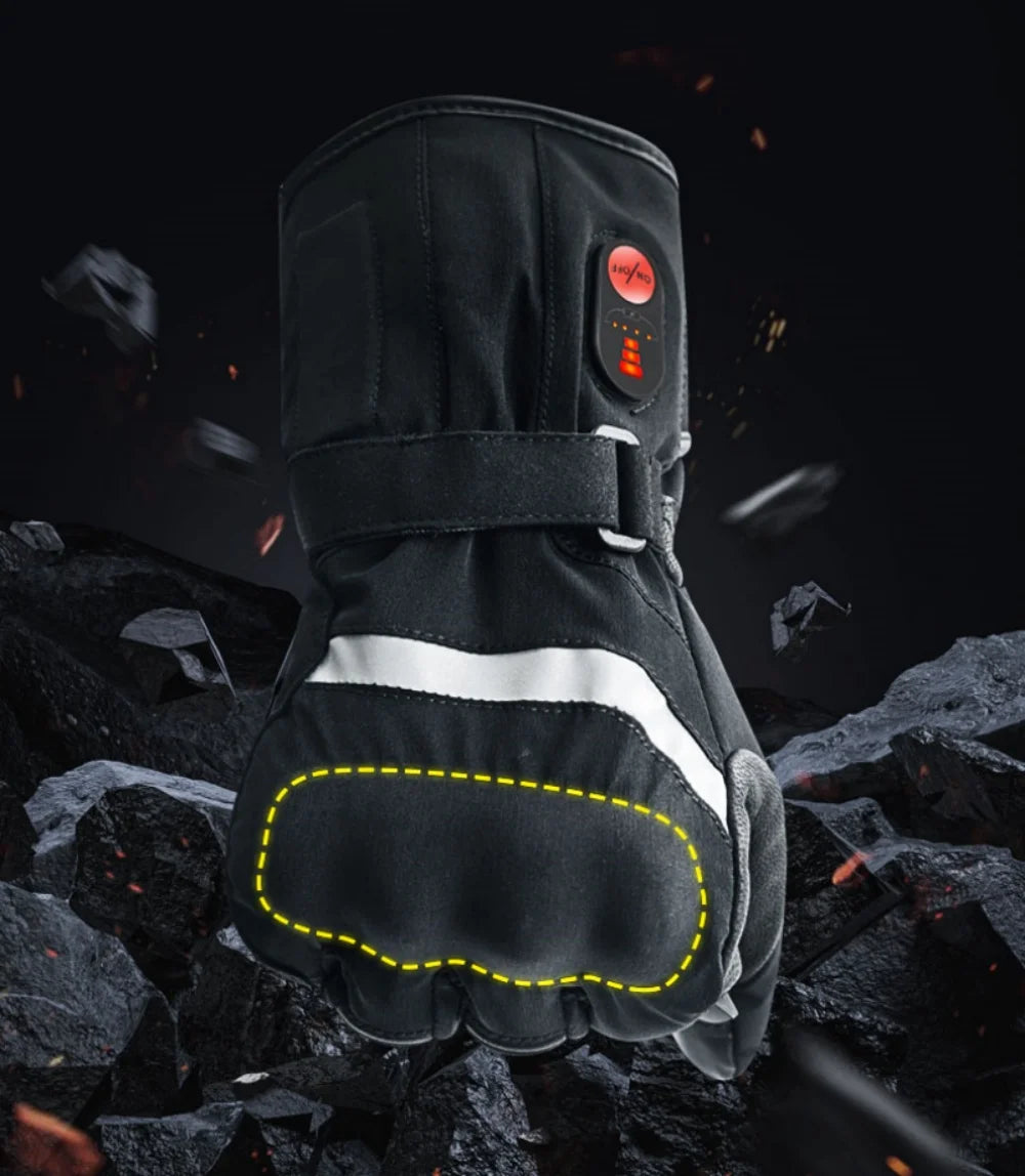 DW Heated Gloves Motorcycle Winter Heated Gloves Warm Waterproof Rechargeable Heating Thermal Gloves Snowmobile Battery Charger