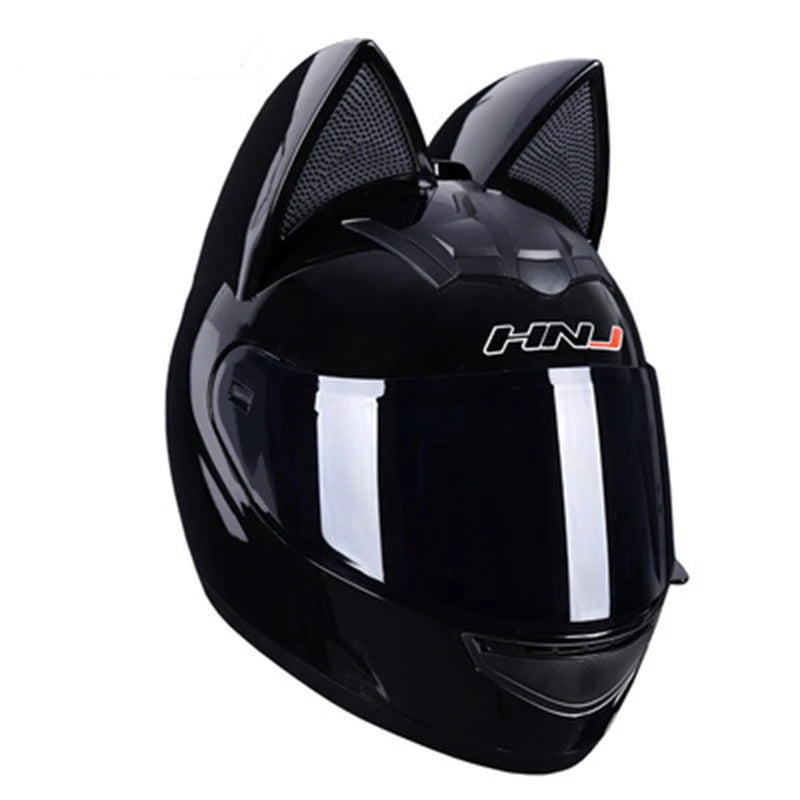 Cute Cat Full Face Ear Helmet for Street and Motocross Riding