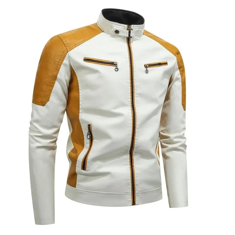 Motorcycle retro patch leather cool windproof jacket