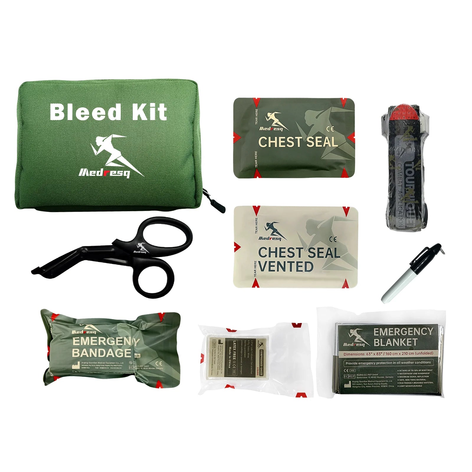 Medresq Compact Personal First Aid Kit, Backpacking, Camping, Emergency, Travel, Tactical, Travel Bag, Escape Bag, First Aid Ess