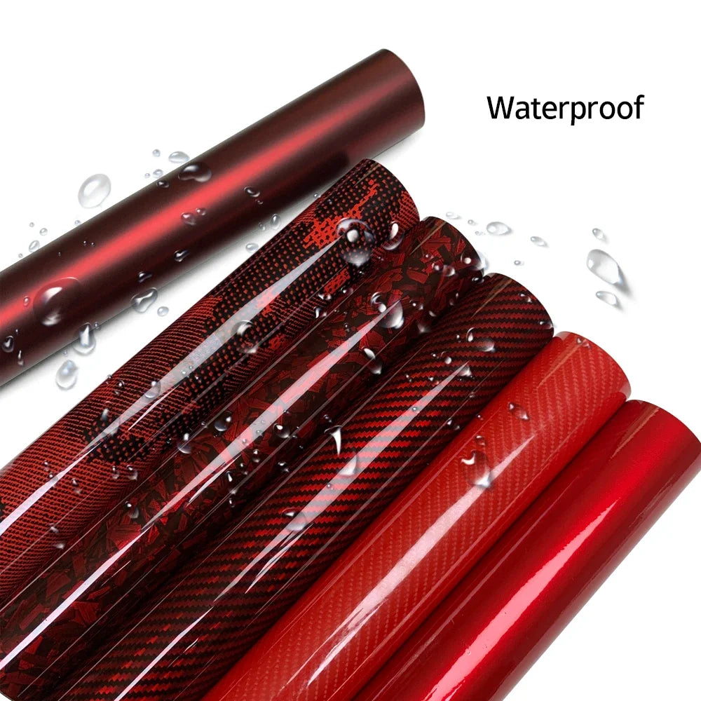 Decorative Vinyl Wrap Film 150cm – Python Camouflage / Carbon Fiber / Auroral Red / Matte Dark Red – Anti-Scratch Waterproof Self-Adhesive PVC – Car Motorcycle Helmet – 10–50cm Wide – $7–46