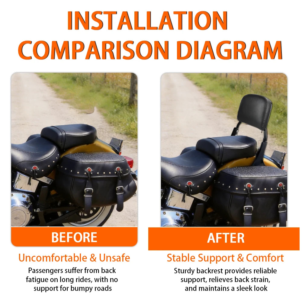 Motorcycle Rear Passenger Detachable Sissy Bar Backrest With Cushion Pad Fit For Harley Softail Heritage Classic 2000 - 2017