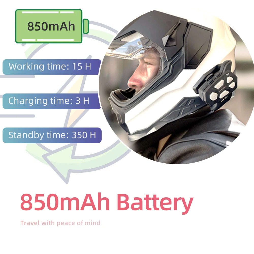 WAYXIN R9 Motorcycle Bluetooth Intercom – 6-Rider 1500m
