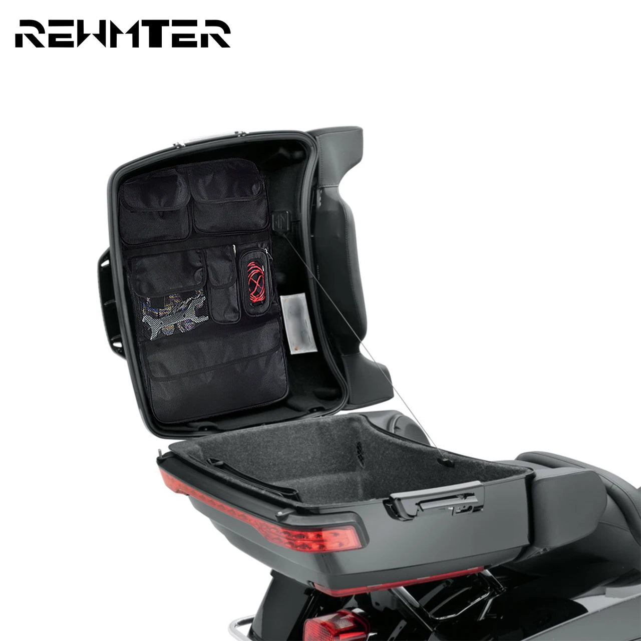 REWMTER Motorcycle Saddlebag Tour Luggage Organizer Lid Storage Bag for Harley Touring Road King Street Glide FLHR FLHTK 2014-Later – Nylon Waterproof Felt-Lined