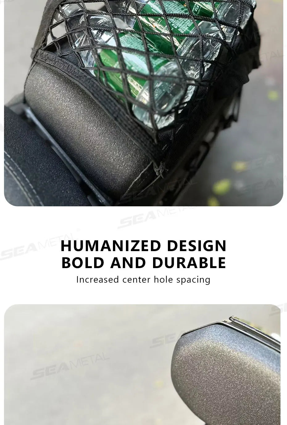 SEAMETAL Motorcycle Cargo Net High Elastic Double/Three Layer Motorcycle Net for Helmet Storage Cargo Luggage Net with Hooks