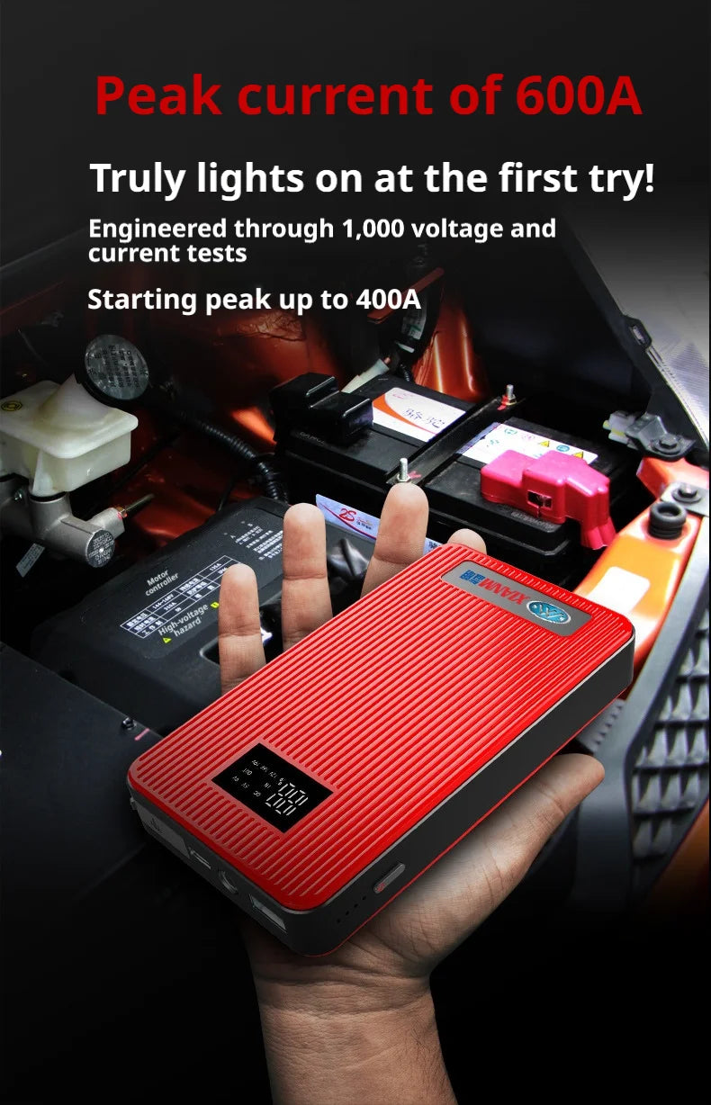 Minus Two 800A Car Jump Starter 12V – Emergency Battery Booster Power Bank with LED Light for Auto, Motorcycle & SUV (Petrol & Diesel)