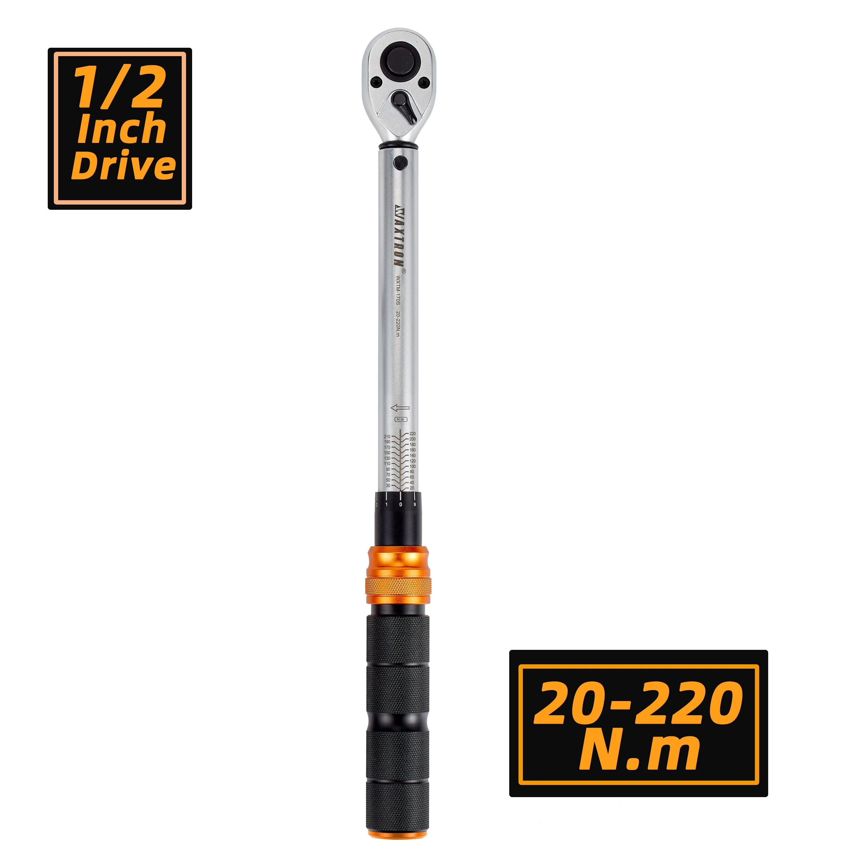 WAXTRON Click Torque Wrench – 1/4” / 3/8” / 1/2” – 1–220 Nm – 72-Tooth – ±3% – Chromium-Vanadium Steel – from $62