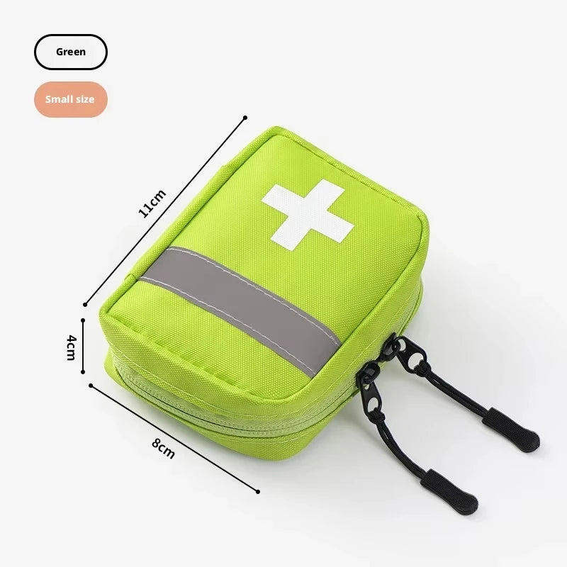 Reflective Portable First Aid Kit for Outdoor Hiking Camping - Emergency Medicine Organizer with Car Storage Strips