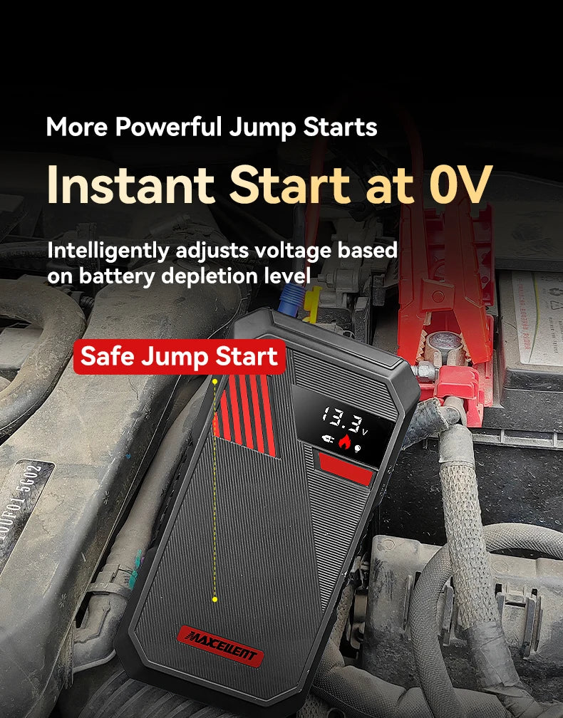 Maxcellent S1000 3000A Jump Starter – 12V Portable Car Battery Booster with Fast Charging & LED Light