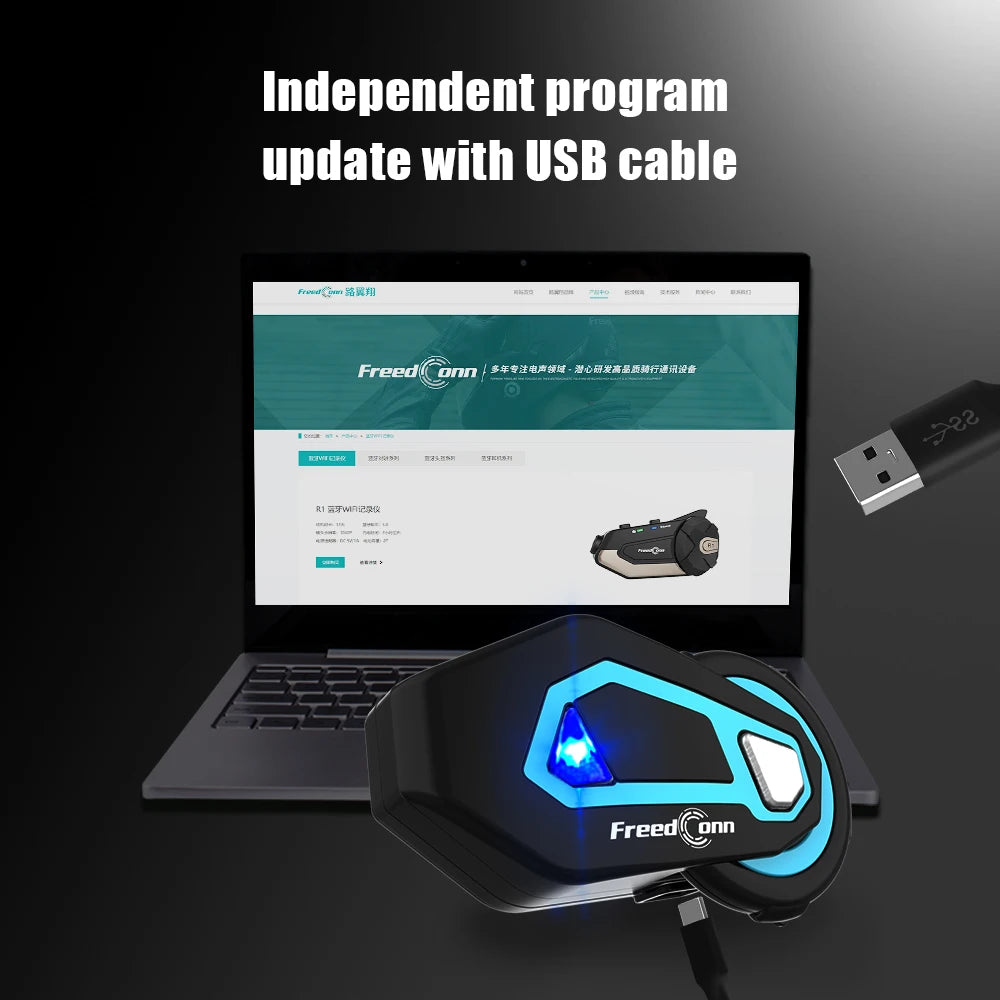 FREEDCONN T-MAX PRO Motorcycle Bluetooth Intercom – 6-Rider 1200m