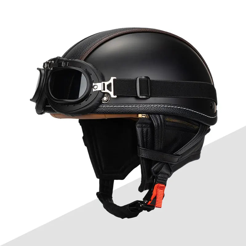 Half Helmets – KEAZ Vintage Retro German-Style Motorcycle Helmet, DOT Certified Unisex Design