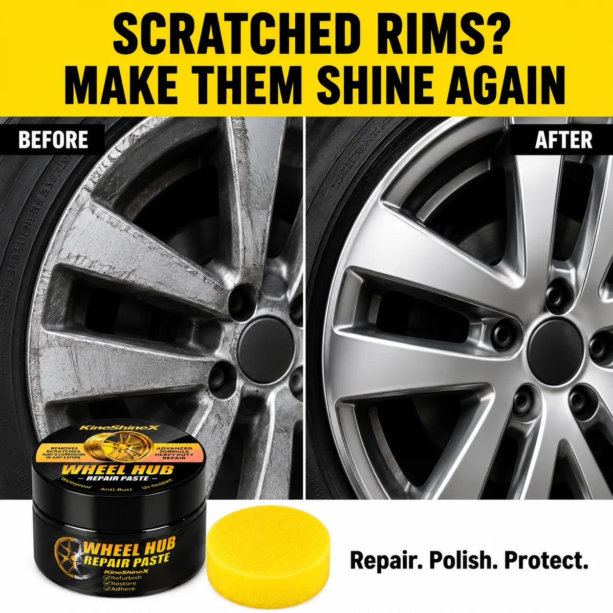KINESHINEX Alloy Wheel Scratch Remover & Polish Paste – Rim Restoration & Shine – Metal Surface Polish – 30g – 1 / 3 / 5 / 10 Pcs – $28–112
